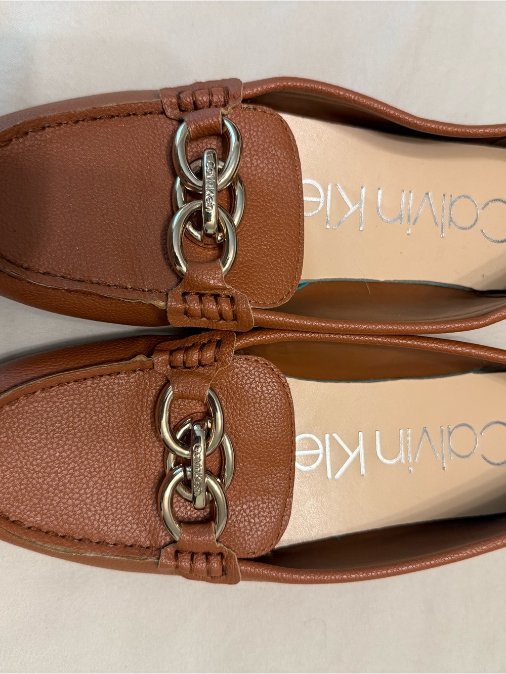 Calvin Klein Women's Brown Leather Slip-On Loafers